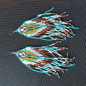 Native Style Beaded Fringe Earrings